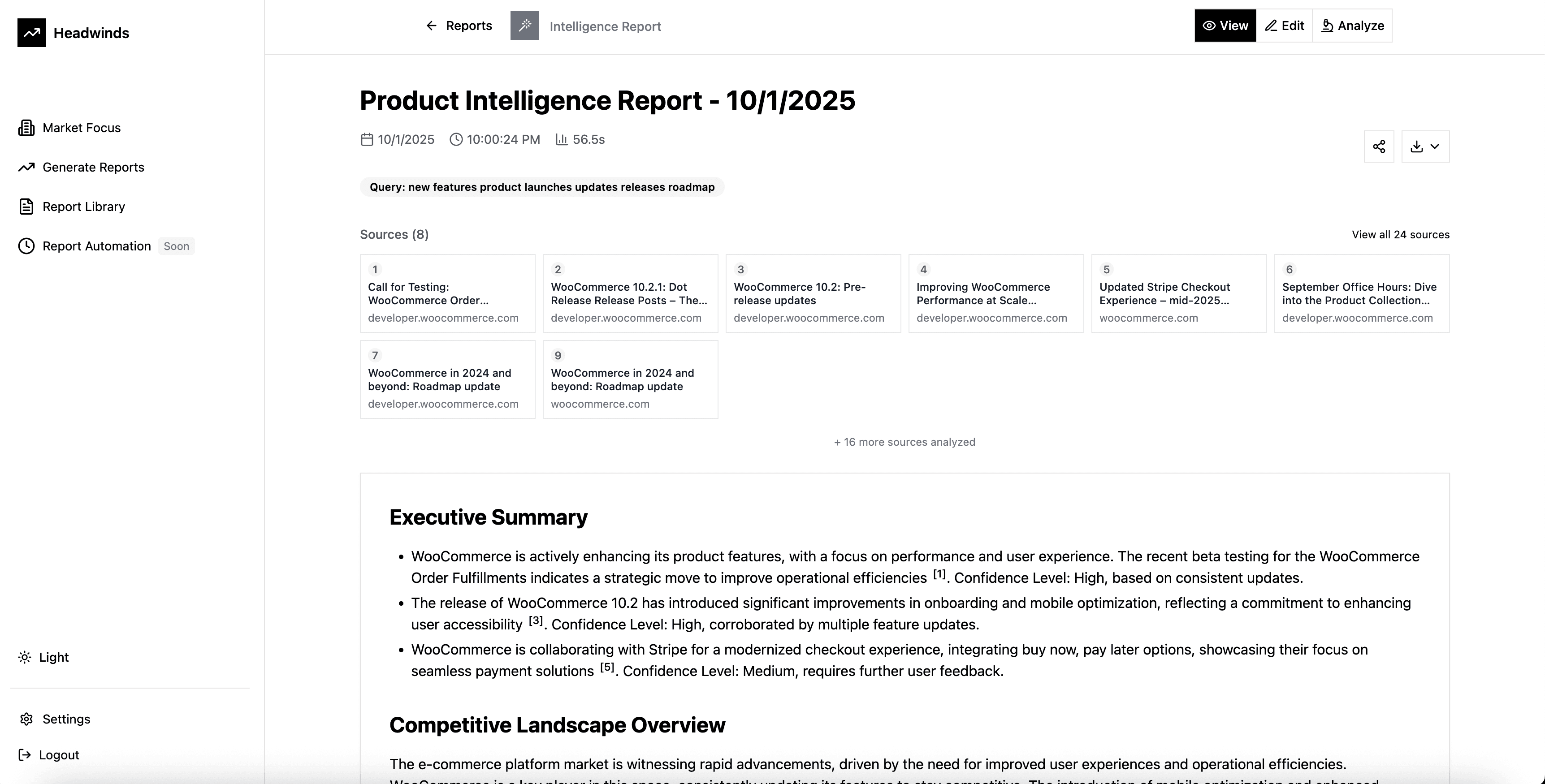 Headwinds app interface